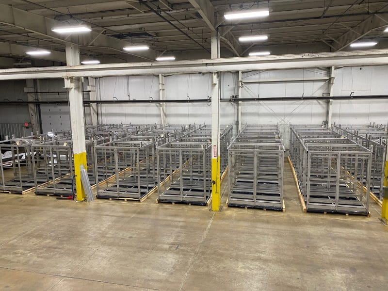 Water filtration frame assembly (200 units), TIG/MIG welded and fully dip-passivated.